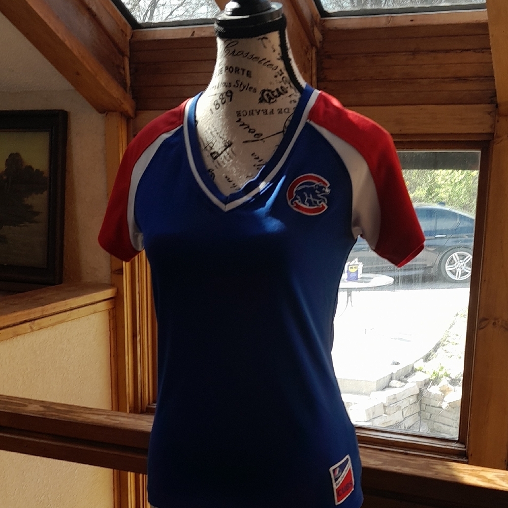 Chicago Cubs Blue and Red V-Neck Jersey